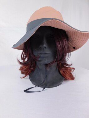 SunShade Sun Hat Womens Adjustable Pink Mesh Wide Brim Strap Logo Travel